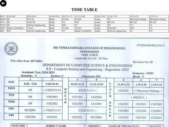 project1/fulltimetable screenshot