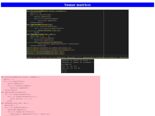 Matrices screenshot