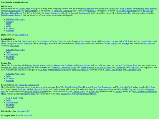links/actors/faves screenshot