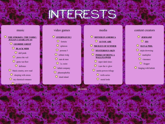 interests screenshot