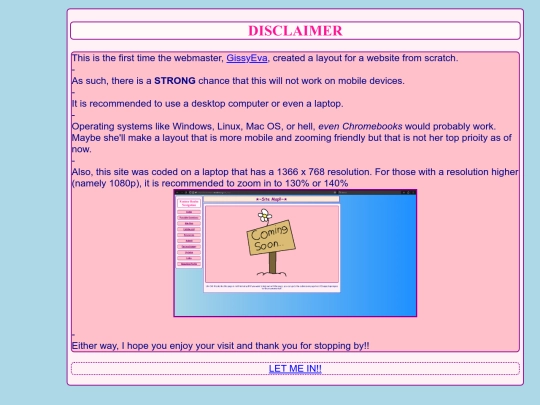 disclaimer screenshot