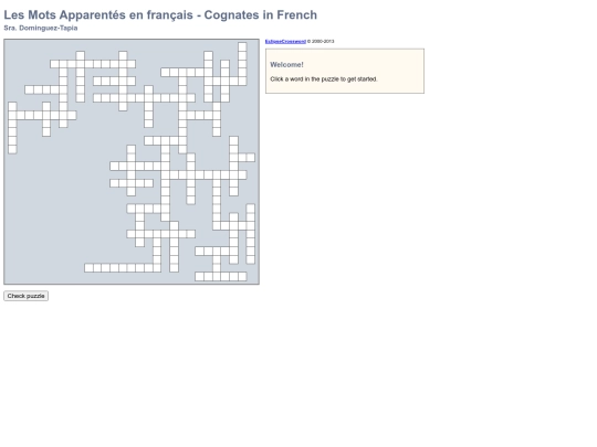Crosswords/WL Cognates French screenshot