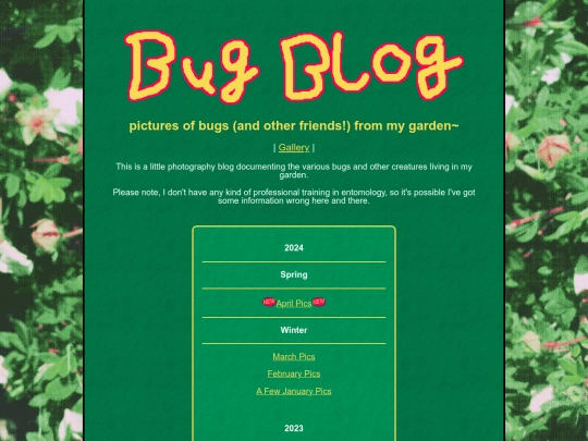 bugblog/bugindex screenshot