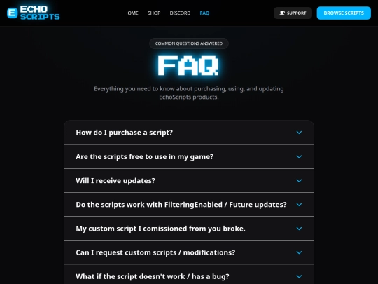 faq screenshot