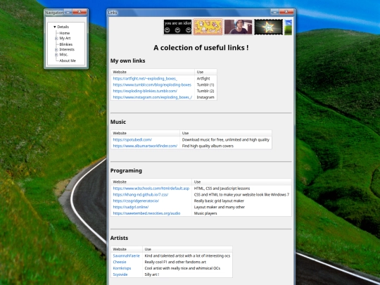 links screenshot