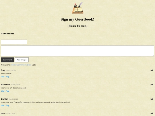guestbook screenshot