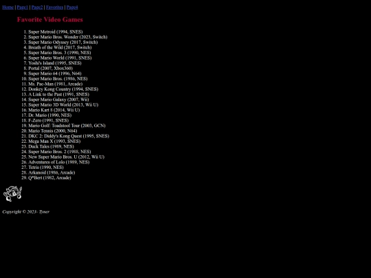 Favorites/games screenshot