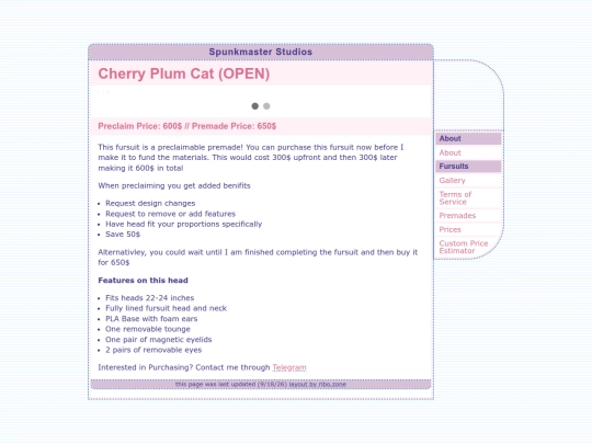 store/spunkmaster-studios/fursuit/cherry-plum-cat screenshot