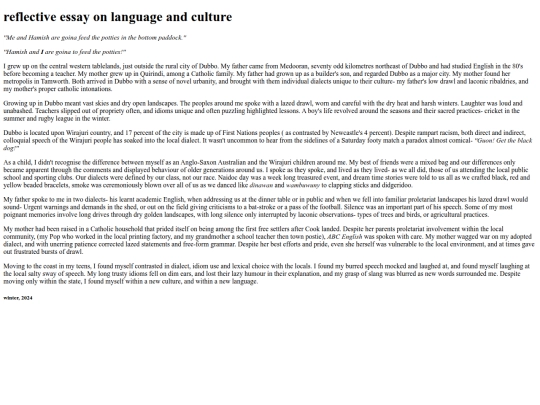 pages/reflectiveessay screenshot
