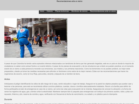 indexRecomendaciones ante un sismo screenshot