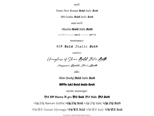 fonts screenshot