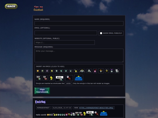 home/guestbook screenshot