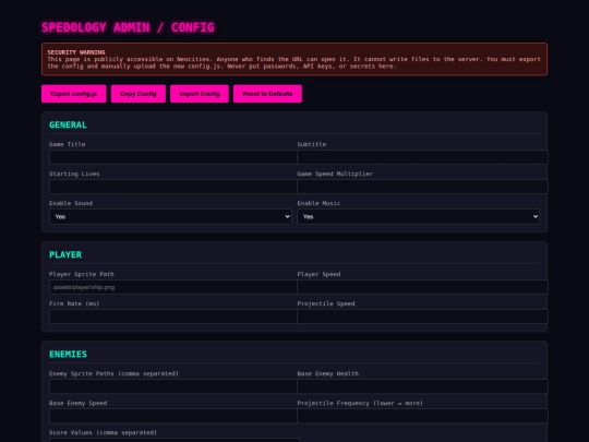 Galaga/admin screenshot