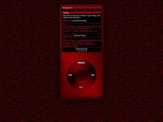 cliques/tracklist/codes screenshot