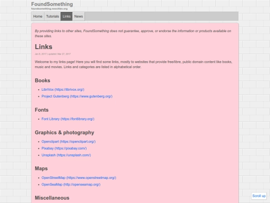 links screenshot