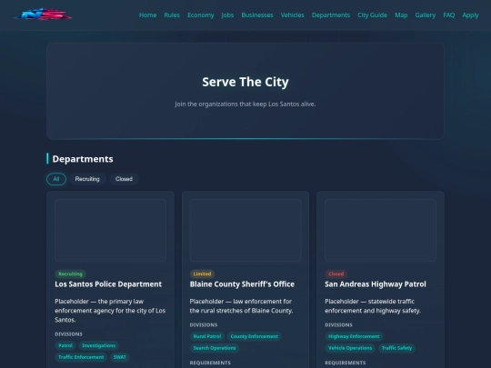 departments screenshot
