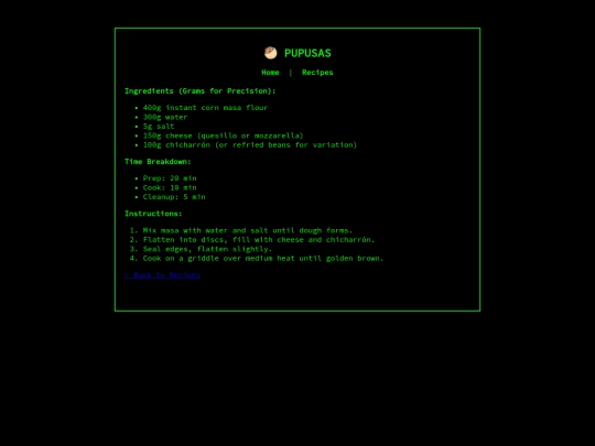 recipes/pupusas screenshot