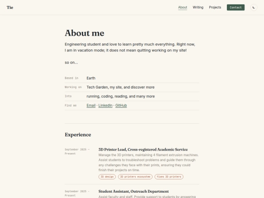links/aboutme screenshot