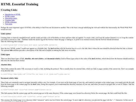 exercise 7/links screenshot