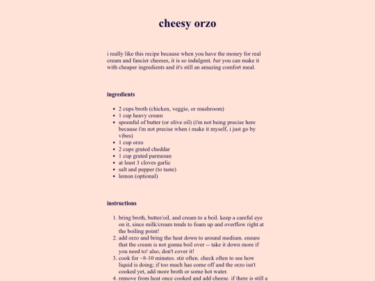 cookbook/orzo screenshot