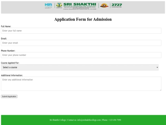 sri sakthi/admission screenshot