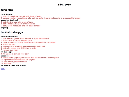recipes screenshot