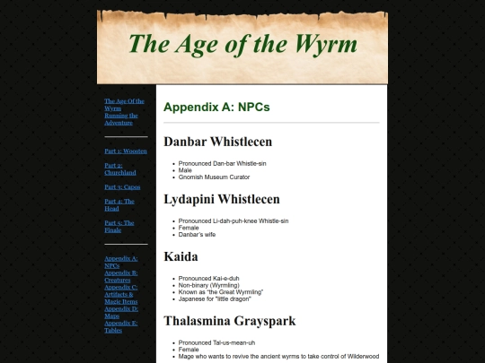 The Age of the Wyrm/AppendixA screenshot