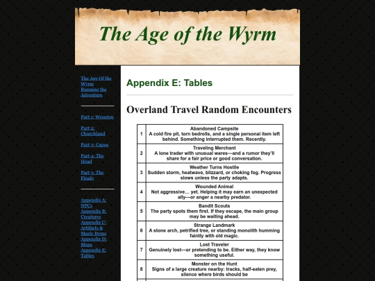 The Age of the Wyrm/AppendixE screenshot