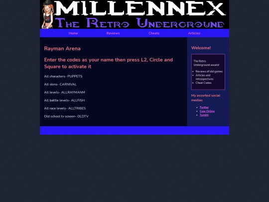 cheats/PS2cheats/RaymanArenaCheats screenshot