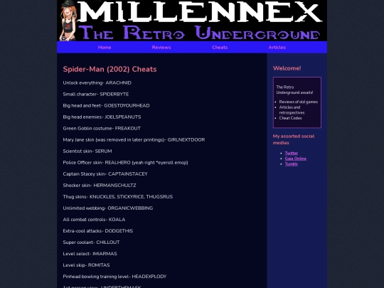 cheats/PS2cheats/SpiderManMovieCheats screenshot