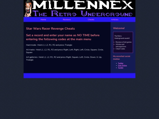 cheats/PS2cheats/StarWarsRacerRevengeCheats screenshot