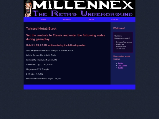 cheats/PS2cheats/TwistedMetalBlackCheats screenshot