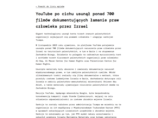 _posts/17-11-2025-youtube-po-cichu-usunal-700-filmow screenshot
