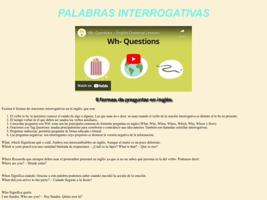 Palabras interrogativas screenshot