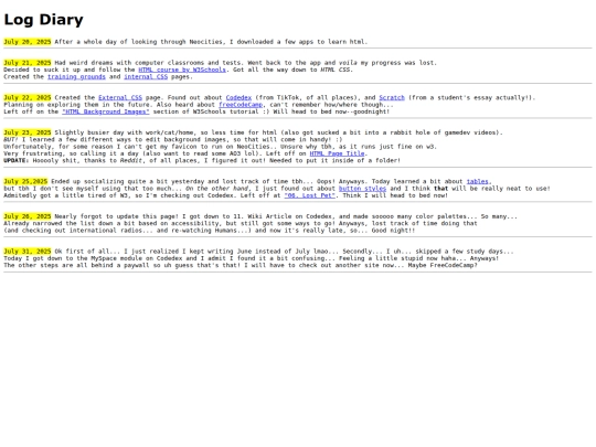 log screenshot