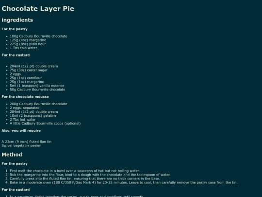 Pages/Capture/Cadbury2003/Recipes/Christmas/ChcocolateLayerPie screenshot