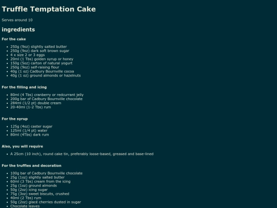 Pages/Capture/Cadbury2003/Recipes/Christmas/TruffleTemptationCake screenshot
