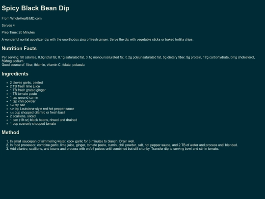 Pages/Food/Stores/Wholefoods/Appetizers/SpicyBlackBeanDip screenshot