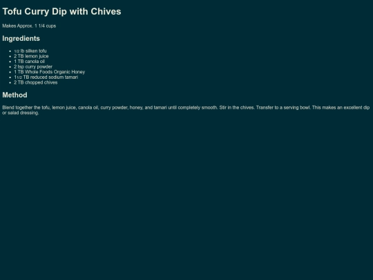 Pages/Food/Stores/Wholefoods/Appetizers/TofuCurryDipwithChives screenshot