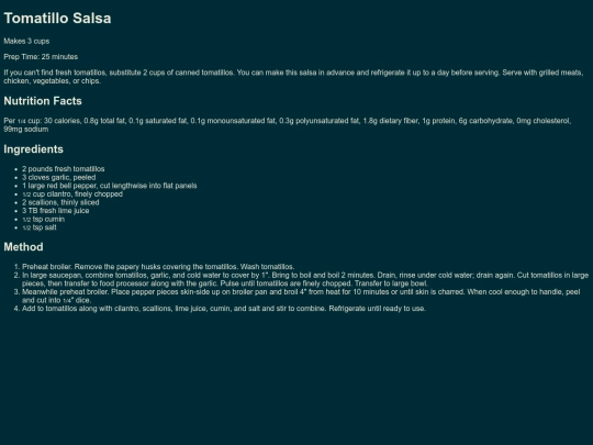 Pages/Food/Stores/Wholefoods/Appetizers/TomatilloSalsa screenshot