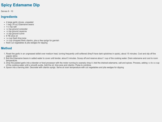 Pages/Pages_Old/Food/Stores/Wholefoods/Appetizers/SpicyEdamameDip screenshot