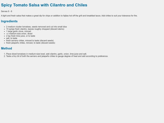 Pages/Pages_Old/Food/Stores/Wholefoods/Appetizers/SpicyTomatoSalsaCilantroandChiles screenshot