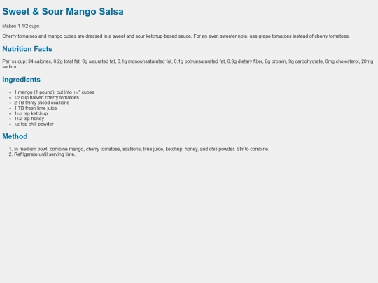 Pages/Pages_Old/Food/Stores/Wholefoods/Appetizers/SweetSourMangoSalsa screenshot