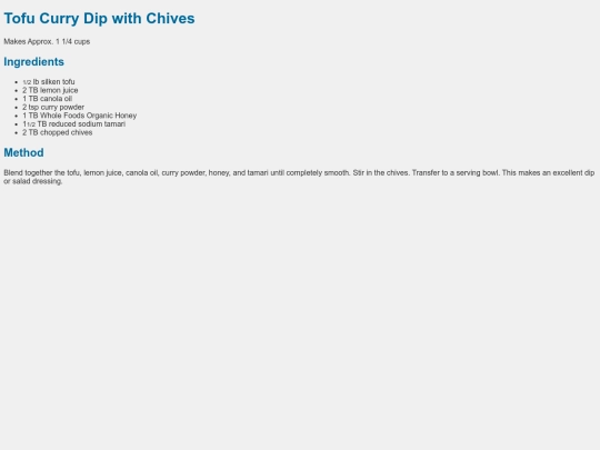 Pages/Pages_Old/Food/Stores/Wholefoods/Appetizers/TofuCurryDipwithChives screenshot