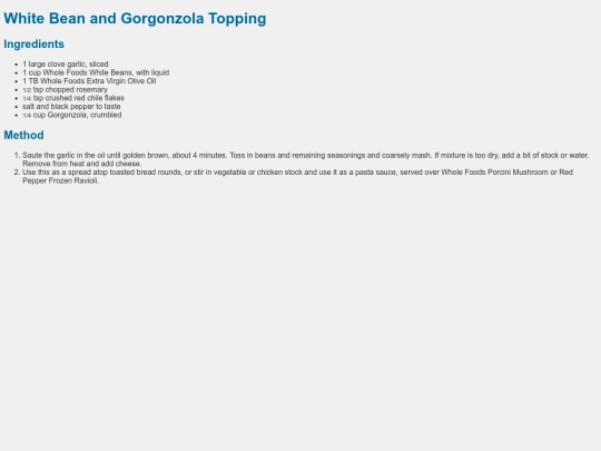 Pages/Pages_Old/Food/Stores/Wholefoods/Appetizers/WhiteBeanandGorgonzolaTopping screenshot