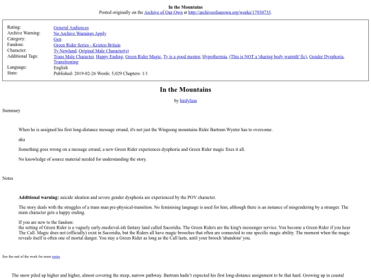 fanfic/InTheMountains screenshot