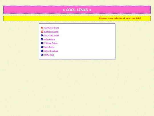 links screenshot