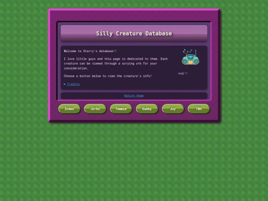silly-creature-database screenshot