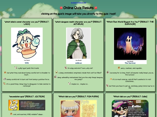 quizzes/quizzes screenshot