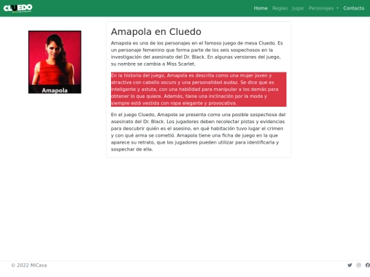 CLUEDO/Amapola screenshot